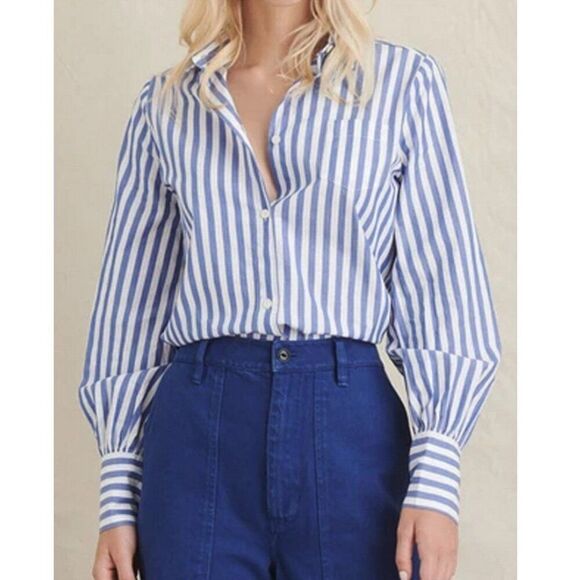 Alex Mill Tops - Alex Mill James Shirt in Bold Stripe - Blue/White Button-Up - Womens Size XL NWT